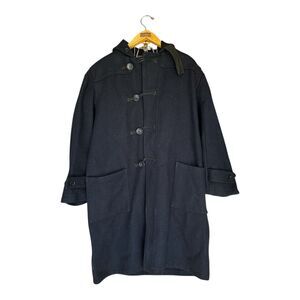 True Vintage ~1950s  Military Hooded Duffle Coat  Wool Blend  Black  England